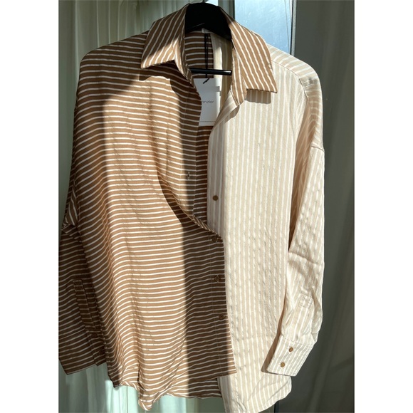 SHIRT button-down striped shirt — In Beige/Brown - Picture 2 of 8